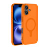 Başkenttekno iPhone 16 Kılıf M-Safe Şarj Özellikli Kamera Korumali Premium Soft Aris Silikon Kapak Turuncu