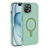 Başkenttekno iPhone 15 Kılıf M-Safe Şarj Özellikli Kamera Korumali Premium Soft Aris Silikon Kapak Turkuaz 