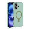 Başkenttekno iPhone 16 Kılıf M-Safe Şarj Özellikli Kamera Korumali Premium Soft Aris Silikon Kapak Turkuaz 