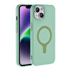 Başkenttekno iPhone 13 Kılıf M-Safe Şarj Özellikli Kamera Korumali Premium Soft Aris Silikon Kapak Turkuaz 