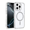 Başkenttekno iPhone 16 Pro Kılıf Premium M-Safe Şarj Özellikli Şeffaf Kenari Taşli Simli Tera Silikon Kapak Şeffaf