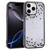 Başkenttekno iPhone 16 Pro Max Kılıf Airbag Tasarımlı Damla Taşlı Şeffaf Pera Silikon Kapak Siyah 