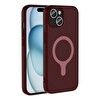 Başkenttekno iPhone 15 Kılıf M-Safe Şarj Özellikli Kamera Korumali Premium Soft Aris Silikon Kapak Mürdüm 