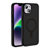 Başkenttekno iPhone 14 Kılıf M-Safe Şarj Özellikli Kamera Korumali Premium Soft Aris Silikon Kapak Siyah 