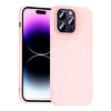 Başkenttekno iPhone 14 Pro Max Kılıf M-Safe Şarj Özellikli Kamera Korumalı Premium Elio Sert PC Kapak Açık Pembe