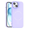 Başkenttekno iPhone 15 Kılıf M-Safe Şarj Özellikli Kamera Korumalı Premium Elio Sert PC Kapak Lila