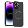 Başkenttekno iPhone 14 Pro Max Kılıf M-Safe Şarj Özellikli Kamera Korumalı Premium Elio Sert PC Kapak Siyah 