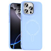 Başkenttekno iPhone 16 Pro Kılıf M-Safe Şarj Özellikli Kamera Korumalı Premium Elio Sert PC Kapak Açık Mavi