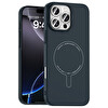 Başkenttekno iPhone 16 Pro Kılıf M-Safe Şarj Özellikli Kamera Korumalı Premium Elio Sert PC Kapak Lacivert 