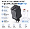 ScHitec 65W GaN 3 Çıkışlı Hızlı Şarj Başlığı ve 120W UsbA to Type-C Hızlı Data ve Kablosu
