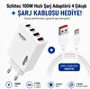ScHitec 100W 4 Çıkışlı Şarj Başlığı ve 6A 120W UsbA to Type-C Data ve Turbo Şarj Kablosu