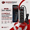 Showmax SH-4634 Dijital Göstergeli 3'lü 2 Metre Kablolu Akım Korumalı Grup Priz