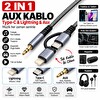 Hadron GJ027 Type-C Lightning 3.5 mm AUX Ses Kablosu Siyah Gri