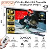 Groove Vizio Pro 200x200 CM Blackout Işık Geçirmez Elektrikli Otomatik Kumandalı Projeksiyon Perdesi + Motorlu