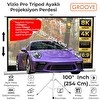 Groove Vizio Pro 100" 220x125CM Blackout Işık Geçirmez Tripod Ayaklı Taşınabilir Projeksiyon Perdesi