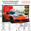 Groove Vizio Pro 150" 332x188CM Blackout Işık Geçirmez Tripod Ayaklı Taşınabilir Projeksiyon Perdesi