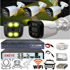 Bises 4 Kameralı Yüz Araç ve İnsan Tanımalı Hareket Algılayan 5 MP 1080p Gece Renkli Gösteren Güvenlik Kamerası Seti BS504W