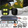 Bises 2 Kameralı Yüz Araç ve İnsan Tanımalı Hareket Algılayan 5 MP 1080p Gece Renkli Gösteren Güvenlik Kamerası Seti BS504W