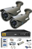 IDS 2 Kameralı 5MP Lensli 1080p Full HD Gece Görüşlü Su Geçirmez Cepten İzle Kamera Seti DS-2073HD-SET2