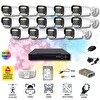 Qromax 14 Kameralı Set - Yapay Zeka Özellikli Gece Renkli SONY Lensli 12 Warm Ledli Güvenlik Kamerası Seti 312W-116