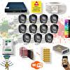 Qromax 11 Kameralı Set - Gece Renkli Gösteren Hareket Algılayan 5MP SONY Lensli 4 Ultra Warm Ledli Kamerası Seti 2304W-9016
