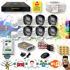 Qromax 6 Kameralı Yapay Zeka Özellikli Gece Renkli Gösteren 5MP Sony Lensli 4 Ultra Warm Ledli Kamera Seti 2304W-9008