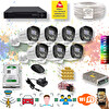 Qromax 7 Kameralı Yapay Zeka Özellikli Gece Renkli Gösteren 5MP Sony Lensli 4 Ultra Warm Ledli Kamera Seti 2304W-108