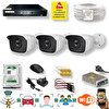 Qromax 3 Kamera Araç İnsan Yüz Tanımalı Hareket Algılayan 5MP 36IR Led Güvenlik Kamerası Seti 536-104-3