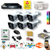 Qromax 6 Kamera Araç İnsan Yüz Gece Renkli Gösteren Hareket Algılayan 5 MP Lensli 1080P Güvenlik Kamerası Seti 906W-118-06
