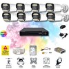 Qromax 8 Kameralı Set - Yapay Zeka Özellikli Gece Renkli SONY Lensli 12 Warm Ledli Güvenlik Kamerası Seti 312W-108