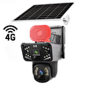 Qromax Solar Panelli Güneş Enerjili SIM Kartlı 4G 6MP Çift Lensli Hareket Algılamalı PTZ Güvenlik Kamerası-ADTP33