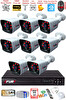 Fury 8 Kameralı 2 MP Full HD Görüntü 6 Atom LED Gece Görüşlü Dış Mekan Güvenlik Kamerası Seti 320 GB