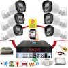 Bises 6'lı Araç Yüz ve İnsan Tanımalı Hareket Algılayan 5 MP Lens 4 Warm Led Gece Renkli Gösteren Güvenlik Kamera Seti BS2304W