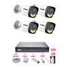 Fury 4 Kameralı 4 Warm Led Gece Renkli Görüş Cepten İzle Su Geçirmez Güvenlik Kamerası Seti 320 GB