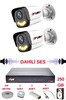 Fury 2 Kameralı Sesli Gece Renkli Görüş Güvenlik Kamerası Su Geçirmez Güvenlik Kamerası Seti 5590s 250GB