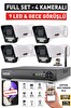 IDS 4 Kameralı Full HD 5MP Lensli Gece Görüşlü 9 LED Güvenlik Kamerası Seti - Hard Disksiz