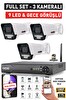 IDS 3 Kameralı 9 LED Gece Görüşlü Full HD Güvenlik Kamerası Seti Cepten İzle Hard Disksiz