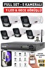 IDS 5 Kameralı 5MP Lensli Full HD Gece Görüşlü 9 LED Güvenlik Kamerası Seti 320 GB
