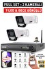 IDS 2 Kameralı Full HD Güvenlik Kamerası Seti Gece Görüşlü 9 LED Cepten İzle Hard Disksiz