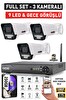 IDS 3 Kameralı 9 LED Gece Görüşlü Full HD Güvenlik Kamerası Seti Cepten İzle 250 GB