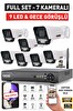 IDS 7 Kameralı 1080P FullHD 5MP Lensli 9 LED Gece Görüşlü Güvenlik Kamerası Seti Hard Disksiz
