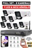 IDS 8 Kameralı 5MP Lensli 1080P FullHD Gece Görüşlü 9 LED Güvenlik Kamerası Seti Hard Disksiz