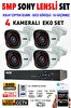 IDS 4 Kameralı Sony Lensli Full HD Gece Görüşlü Güvenlik Kamerası Seti Cepten İzleme 1080P