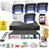 Bises 4'lü Hareket Algılayan 5 MP Lens 4 Warm Led Gece Renkli Gösteren Güvenlik Kamerası Seti BS 3404W