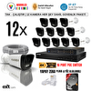 Karer 12'li IP Kamera Poeli 5MP Ultra HD 4K 1920 Çözünürlük Sesli Gece Renkli Görüş İnsan ve Plaka Algılamalı Set