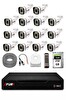 Fury 14 Kameralı 5MP Lens 1080P 6 Warm LED Renkli Gece Görüşlü Güvenlik Kamera Sistemi 250GB 1606