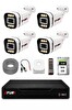 Fury 4 Kameralı 5MP Lens 1080P 6 Warm LED Renkli Gece Görüşlü Güvenlik Kamera Sistemi 500GB 1606