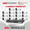 Hikvision 14 Kameralı 2 Mp ColorVu IP Güvenlik Kamera Seti DS-2CD1027G2H-LIUF - Dahili Mikrofonlu