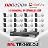 Hikvision 16 Kameralı 2 Mp ColorVu İp Güvenlik Kamera Seti DS-2CD1027G2H-LIUF- Dahili Mikrofonlu