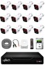 Uptech 12 Kameralı Güvenlik Kamera Seti 2MP 1080P Full HD 6 Atom LED Gece Görüşlü 1 TB HDD 5525